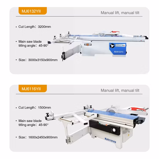 ZICAR woodworking sliding table circular saw with Digital Display and Electric Lifting